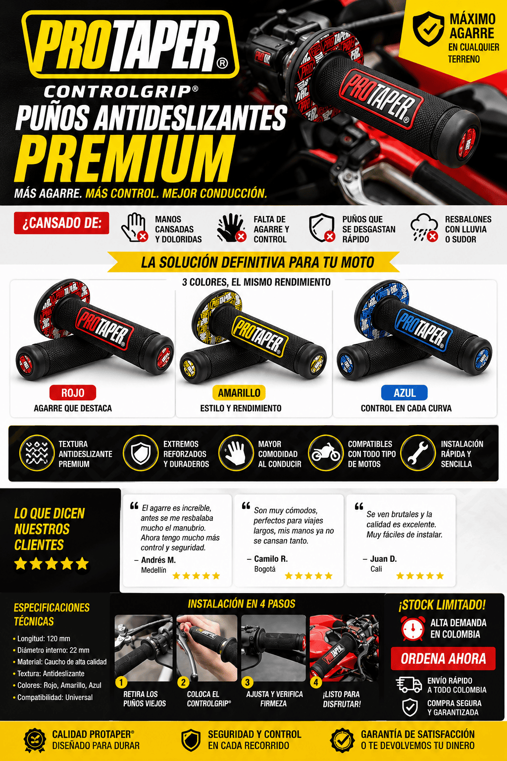 ProTaper ControlGrip® | Puños Antideslizantes Premium