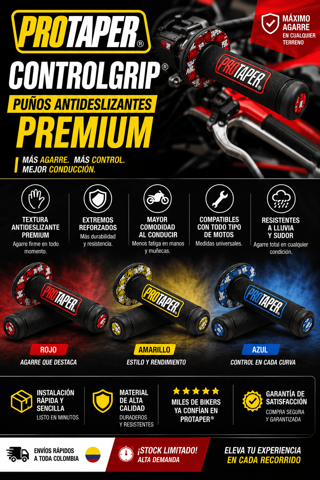 ProTaper ControlGrip® | Puños Antideslizantes Premium